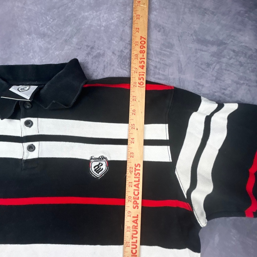 Vintage Rocawear Team Roc Striped Polo Shirt XL Black Red White Y2K Streetwear - Picture 6 of 7
